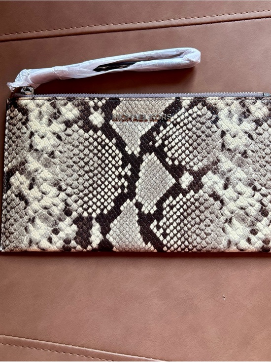 Michael Kors Handbags - Michael Kors Black and Cream Snake-Print Wristlet